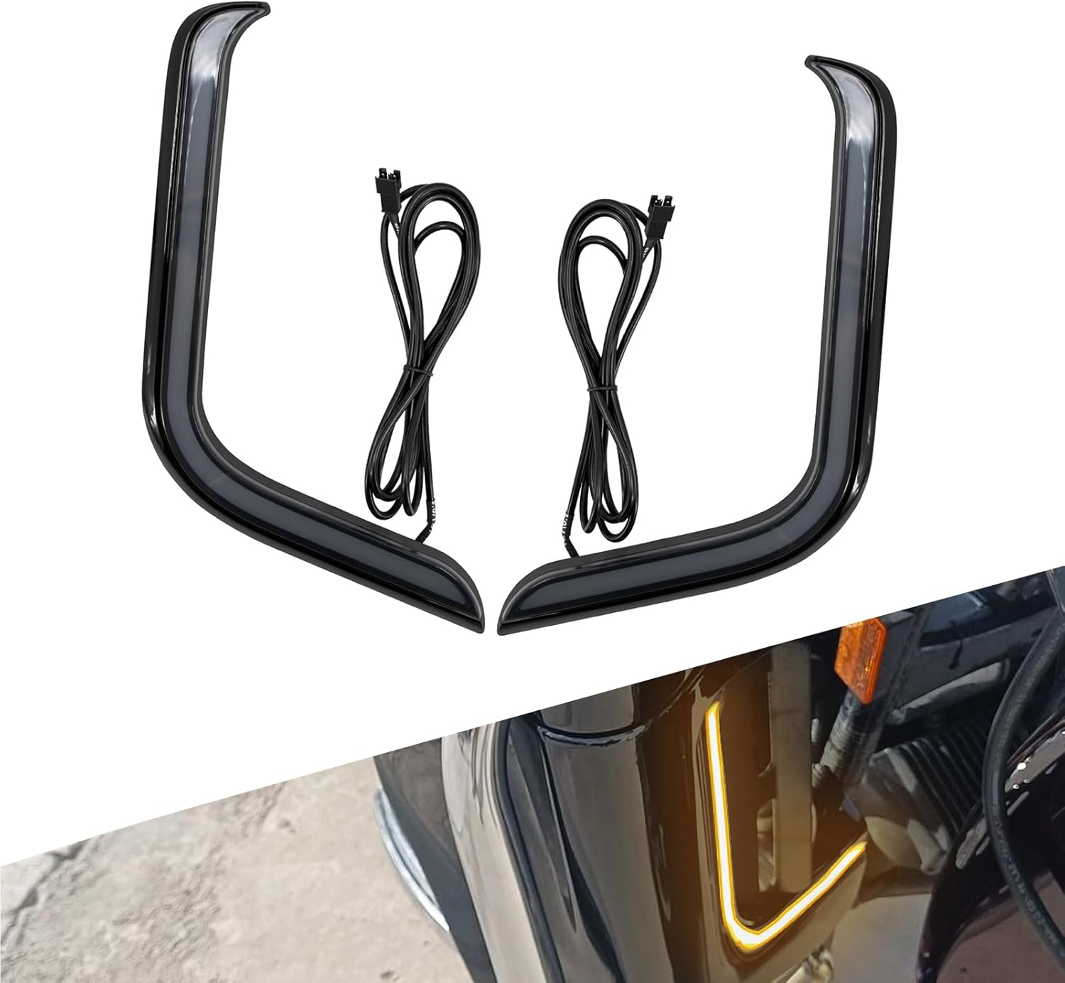 LED Lower Fairing Accent Lights Running Turn Signal Lamps Fit For Harley Touring Electra Street Road Glide Tri Glide 2006–2013 Black